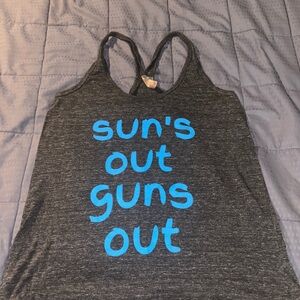 Source Unknown Gray Tank Top with Blue Text